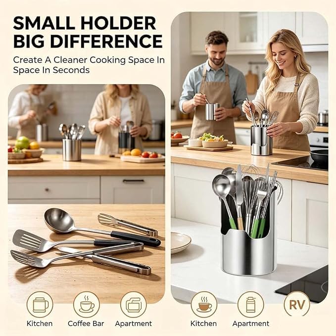 Multi-functional Kitchen Utensil Holder, Thickened Stainless Steel Countertop Organizer, Heavy Duty Stainless Steel Pot Lid Organizer and Spoon Rest for Countertop