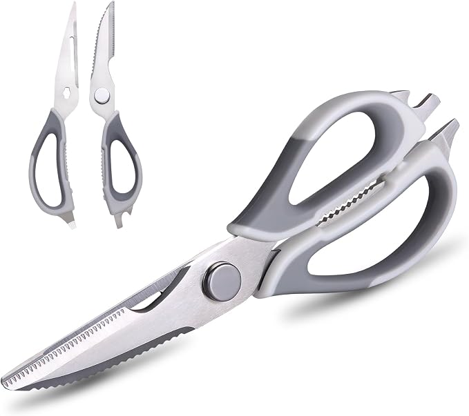 Come Apart Kitchen Scissors for Food, All Purpose Kitchen Shears (Grey) | Easy to Clean, Detachable Blade, Comfort Grip, Multi Functional Cooking Scissors for Meat, Poultry, Fish