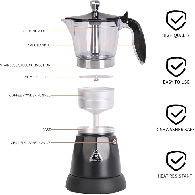 LAOION Cuban Coffee Maker, 6 or 3cup Electric Espresso Coffee Maker | Portable Cafeteras Electricas Modernas, Electric Moka Pot with Detachable Base & Overheat Protection, Coffee Gift