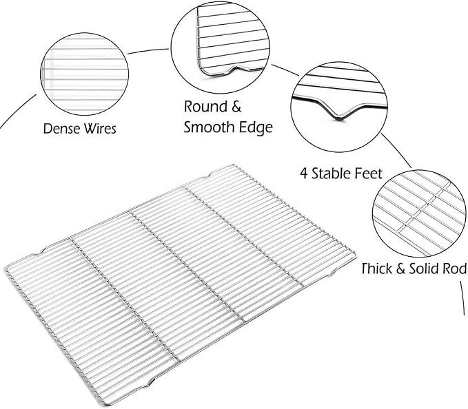 Wire Cooling Racks For Baking 9.3"X13.6" Oven Safe Small Grid Fits Air Fryer/Stockpot/Instant Pot/Pressure Cooker, Stainless Steel Rust Free Rectangle Canning Rack (9.3"X13.6",34.5X23.6cm)