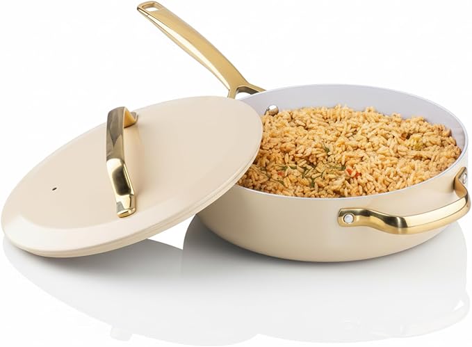 GOTHAM STEEL 4Qt Saute Pan with Lid, 12 Inch Deep Frying Pan with Lid, Large Nonstick Skillet with Lids for Cooking, Oven Safe Skillet, Family Sized Frying Pans Non stick, Dishwasher Safe