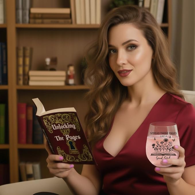 Book Lover Gifts For Women – 15oz Wine Glass, Funny Wine Glass for Wome | Book Lovers Gifts, Bookish Gift for Readers, Dark Romance BookTok Lover Cup for Her, Dishwasher safe