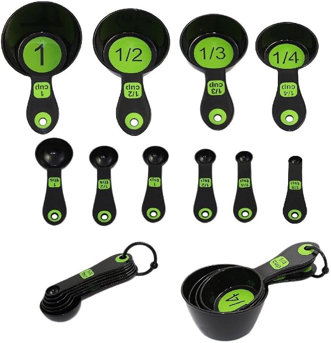 Set of 10 Piece Measuring Spoons and Measuring Cups (White & Blue)