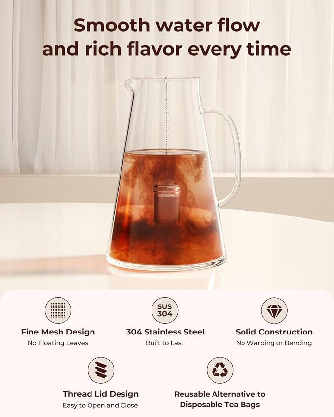 2 Pack Reinmoson Large Tea Infuser for Loose Tea & Spice Ball for Cooking | 304 Stainless Steel Extra Fine Mesh Large Tea Strainer, 2.1” x 2.9” Loose Leaf Tea Steeper for Black Tea, Rooibos, etc