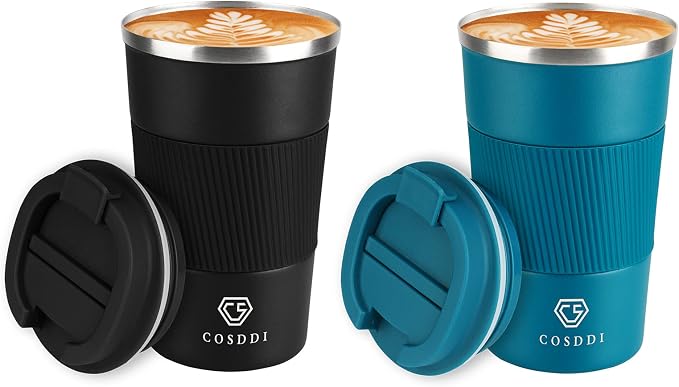 CS COSDDI 12 oz Coffee mug - Stainless Steel Coffee Cup with Leakproof Lid | Stainless Steel Double-wall insulation, 6-Hour Heat Retention, 360°Leak proof, BPA-free, Reusable And To Go Coffee Mug