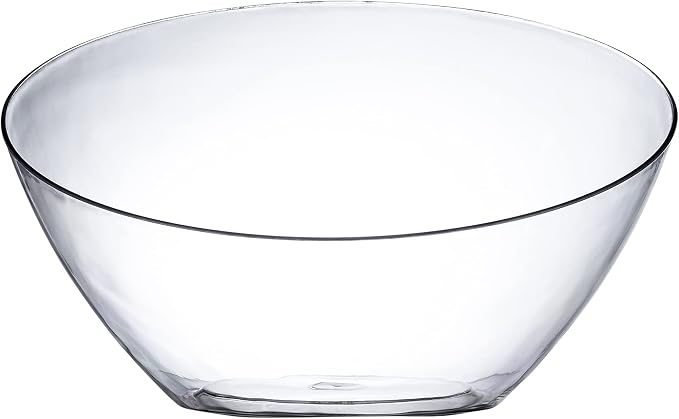 5 Pack Clear Angled Plastic Serving Bowl Disposable for Party Table 20oz | Angled Bowl Design. Chip, Candy, Salad & Fruit Use. Disposable Party Tableware. Buffet & Wedding Serving. Clear Plastic.