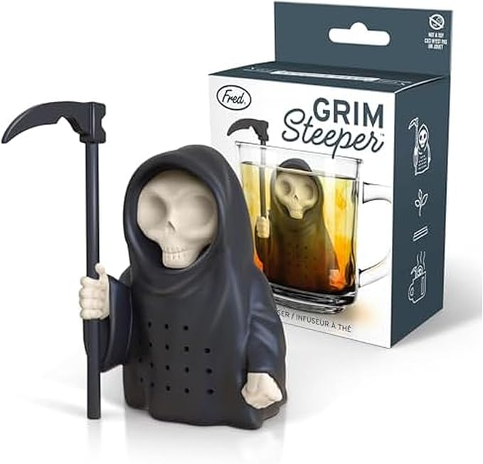 Genuine Fred Grim Steeper Reusable Silicone Tea Infuser, Black Grim Reaper Design, Fun and Clever Kitchen Gadget for Tea Lovers and Enthusiasts