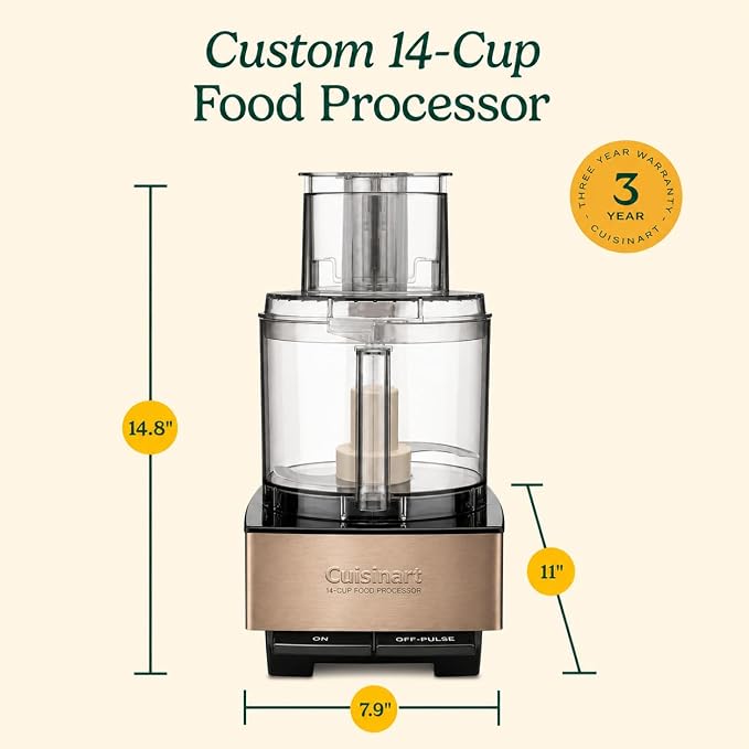 Cuisinart DFP-14UMBY 14-Cup Food Processor (Umber) | Mincing, dicing, shredding, pureeing and dough kneading