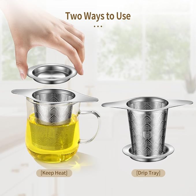 2Pack Stainless Steel Tea Strainers for Loose Tea Infuser, BOMANSI BOMS Extra-Fine Mesh Tea Infuser for Loose Leaf Tea, Tea Holder Loose Leaf Tea Steeper, Tea Diffuser for Rooibos, Black Tea, Herbal