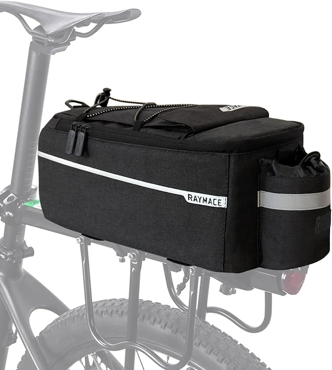 RAYMACE Bike Rear Rack Bag, Bike Trunk Cooler Bag | Bicycle Pannier for Warm or Cold Items(Black)