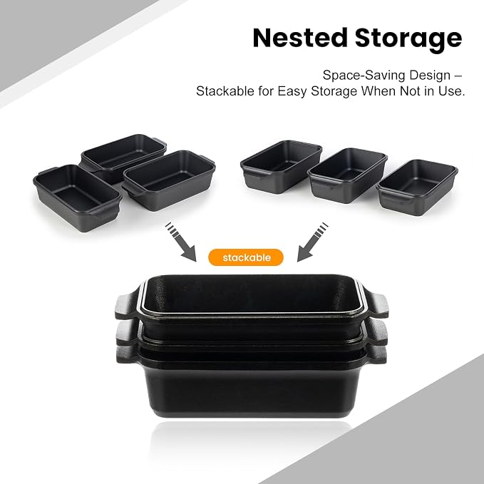 Cast Iron Loaf Pan with Lid, 9×5 Dutch Oven for Sourdough Bread Baking, Dutch Oven Pot with Lid for Bread Baking, Bread Pans for Baking, Pre-Seasoned (3 pieces, 2.2 QT Each)