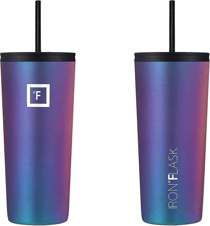 IRON °FLASK 24 oz Classic Insulated Tumbler | Vacuum Insulated Stainless Steel Tumbler with Solid Lid - Double Walled Travel Cup, Sweat Free, BPA Free (Aurora)