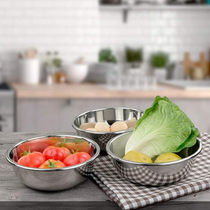 18/10 Stainless Steel Nesting Mixing Bowls for Meal Prep, Set of 4 | Nesting, For Mixing, Serving, Baking