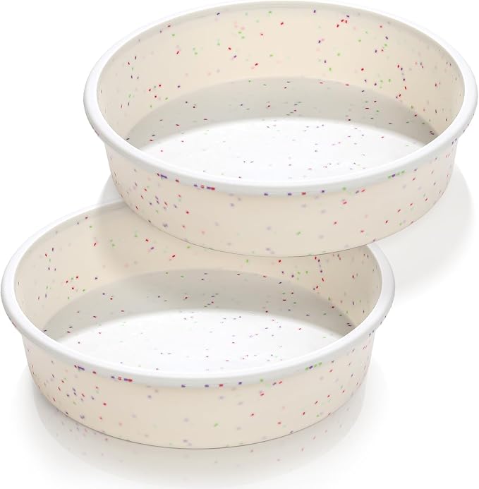Vinino 10 Inch Cake Pans, 2 Pack Silicone Pans with Steel Frame | Bake Multiple Cakes Easily, Ideal for Birthday Cakes & Desserts, Flexible Silicone Design, Nonstick Surface and Easy Cleanup