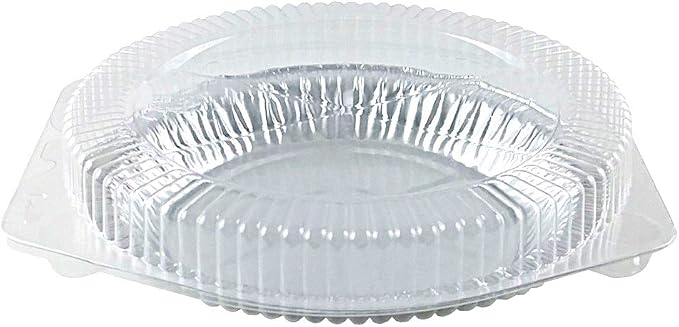 9" Aluminum Foil Pie Pans 1" Medium Deep - Made in USA Disposable Tins w/Clear Hinged Clamshell Container (Pack of 25 Sets)