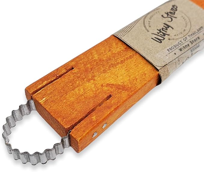 WitnyStore Kitchen Tool 6¾" Wooden Handle Stainless Steel Coconut Shredder Scraper 2 Blades Traditional Style - Thai Cooking Utensils Multipurpose Portable Hand-Held Cookery Equipments Fruit Vegetable