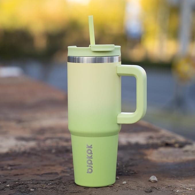 BJPKPK 30 oz Insulated Tumbler with Handle & Straw, Stainless Steel | Double Wall Vacuum Insulation, Leak Proof, BPA Free, Dishwasher Safe, Cupholder Friendly, Travel & Outdoor, Day & Night