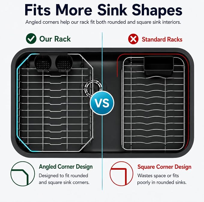 Yelocota in-Sink Dish Drying Rack:Premium Rust Resistant Stainless Steel Dish Drainer with Removable Utensil Holder & Cup Hooks,Space Saving Dish Drainers for Kitchen Sink,RVs,Apartments