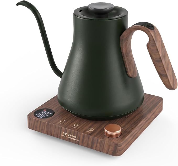 Epeios Gooseneck Electric Kettle 1°F Temperature Control,1200W,0.9L,Green | Rapid Heating, for Pour Over Coffee & Tea,Hot water Boiler,Brew Timer, 304 Stainless Steel Interior, Auto Shut-Off