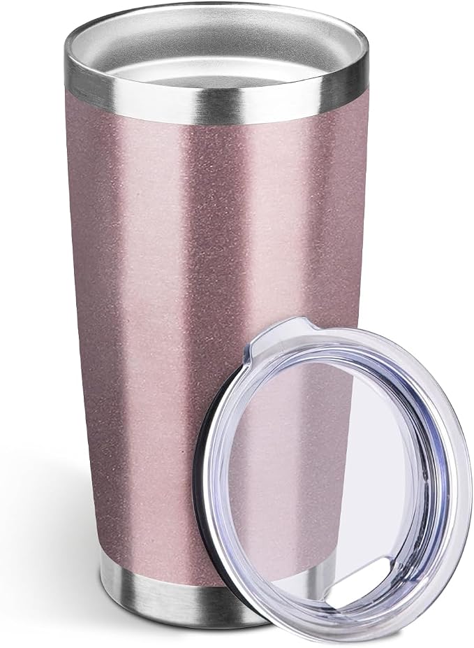 StarSpeed 20oz Stainless Steel Travel Coffee Tumbler,Rose Gold | Travel Coffee Mug,Spill-proof Lid,Double Wall,BPA-free Travel Cups,Insulated Cup Fits Car Cupholders