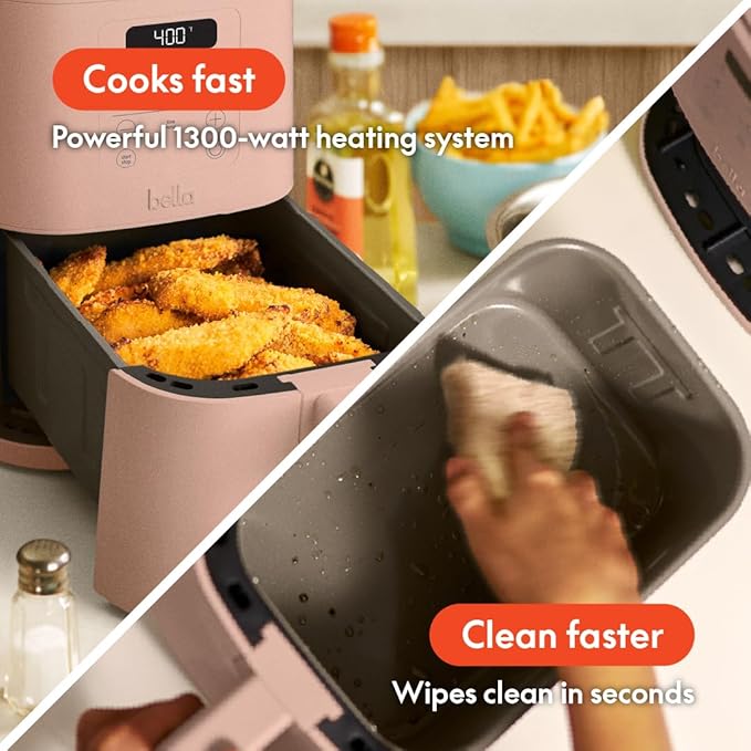 bella Fits-anywhere™ Slim Air Fryer, 4qt Ceramic Airfryer, Blossom