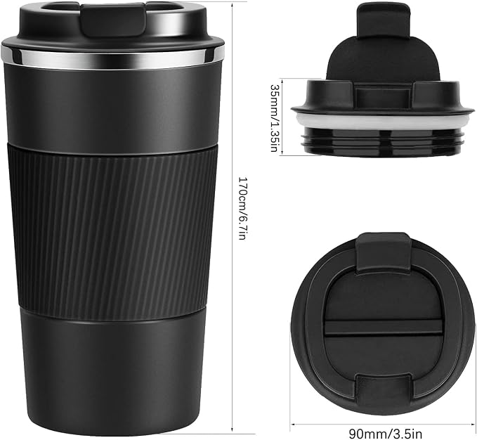 YINJAM 17oz Travel Coffee Mug Insulated Coffee Cups to Go with Leakproof Lid Vacuum Stainless Steel Double Walled Thermal Car Coffee Tumbler for Hot Cold Ice Tea Drinks Reusable (Pink, 17oz)
