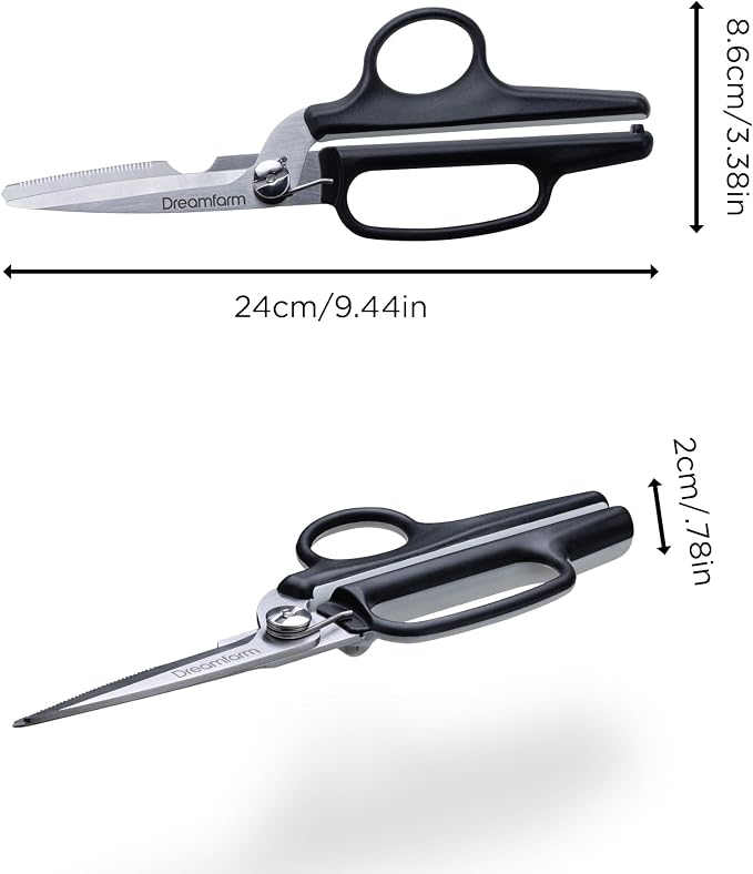 Dreamfarm Bishears 2-in-1 Kitchen Scissors and Shears | Bone cutting, herb stripping notched shearing blades that separate for easy cleaning with protective cover for safe storage