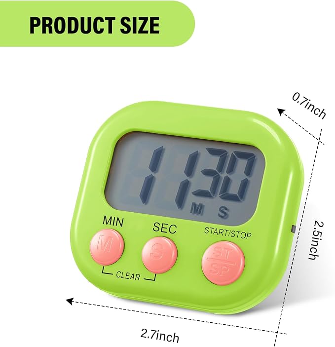 Weewooday 12 Pcs Digital Kitchen Magnetic Timer Bulk Classroom Count up Countdown Egg Timer Cute Desk Stopwatch for Back to School Teacher Kids Cooking Office(Multicolor,Vibrant Style)