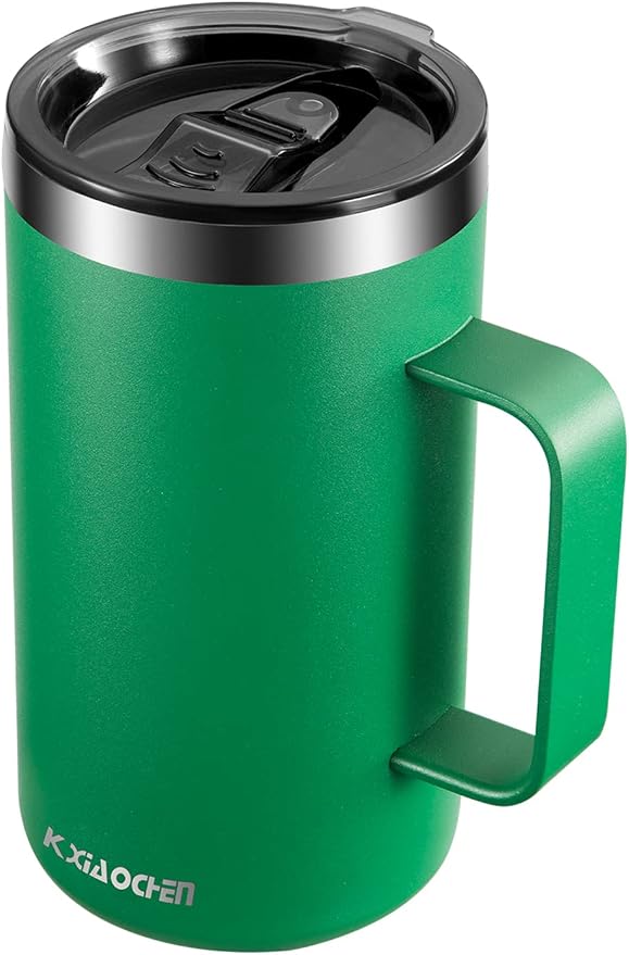 KXIAOCHEN 20 oz Insulated Coffee Mug, Coffee Cup with Lid and Wide Handle | 18/8 stainless steel, 6+ hours hot or 12+ hours cold, wide mouth, no-sweat exterior, for office, work, home and camping