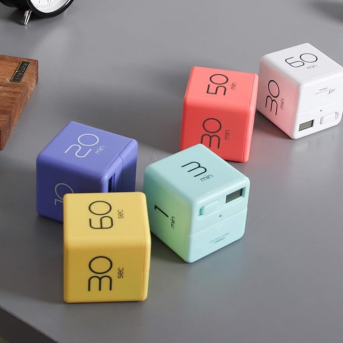 mooas Cube Timer, Flip, Block, Productivity, Time Management (Mint) | 1/3/5/10 Min Countdown Timer, Battery Operated, 2-Level Alarm Vol, Easy to Use, ADHD, Exercise, Study, Cooking