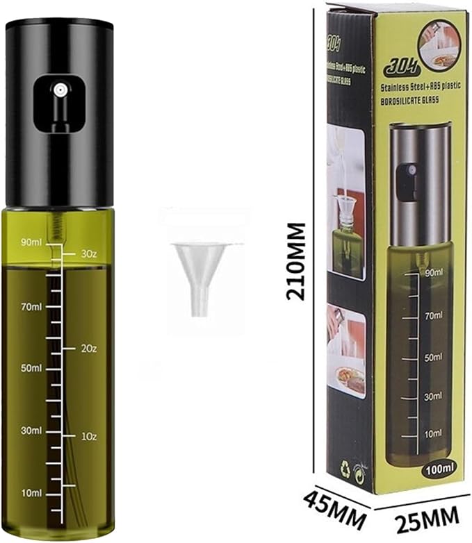 Oil Sprayer for Cooking, Light-Proof Olive Oil Sprayer Mister with Scale, 100ml Olive Oil Spray Bottle, Air Fryer Vegetable Vinegar Oil Portable Mini Kitchen Gadgets for Baking, Salad, Grilling, BBQ