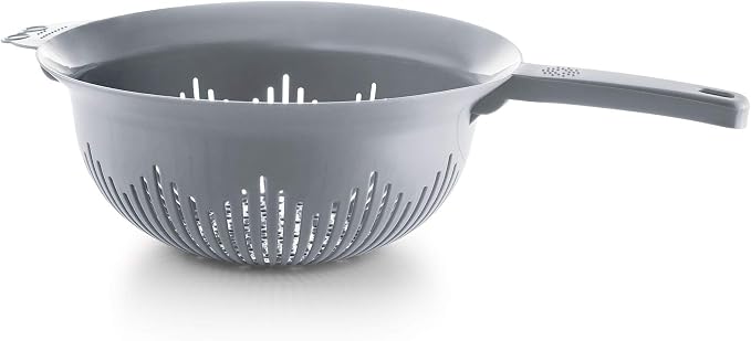 YBM Home 9.75 Inch Plastic Strainer Colander with Long Handle – Made of Food Safe BPA-Free Plastic - Use for Pasta, Noodles, Spaghetti, Vegetables and More 31-1130-gray (1, Gray)