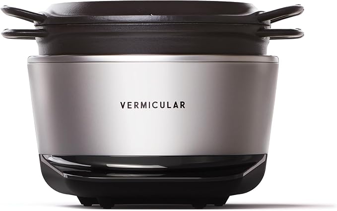 Vermicular Musui–Kamado Cast Iron Induction Cooker, Matte Black & Silver | Precision Temperature Control, Waterless Cooking, Non-Toxic Enameled Cast Iron Pot, Japanese Multicooker & Rice Cooker (120V)