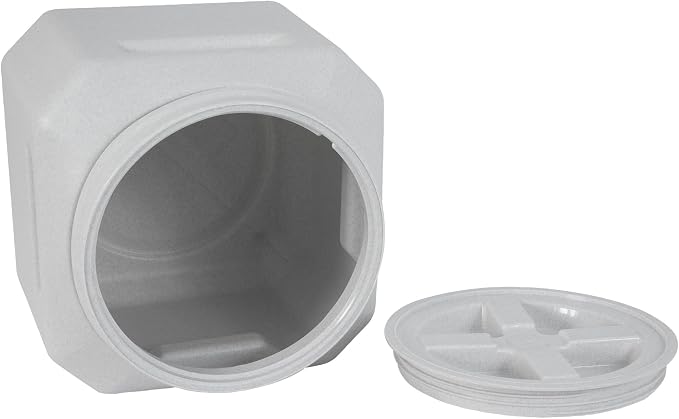 Vittles Vault Traditional Pet Food Storage Container For Dog Kibbles/Bird Seed/Oatmeal/Rice/Flour/Cereal, BPA Free Plastic, Sealed Airtight For Cat Food, Up To 30 lb, Made in USA, With Scoop, Gray