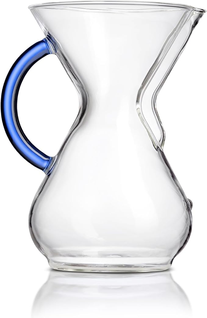 Chemex Pour Over Coffee Maker, Colored Glass Handle, 6 Cup 30oz, Sapphire | Jewel-Tone Glass, Borosilicate, Uses Bonded Filters, Sediment-Free Coffee Brew