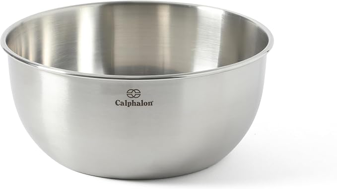 Calphalon Astro Mixing Bowls, 3-Piece Stainless Steel Mixing Bowl Set with Matte Finish, Nesting Metal Mixing Bowls for Kitchen, Baking and Prep, Silver