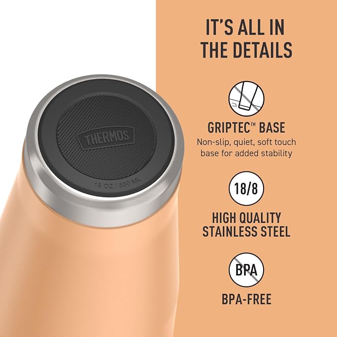 THERMOS ICON SERIES, Stainless Steel Tumbler with Slide Lock, 18 Ounce, Melon