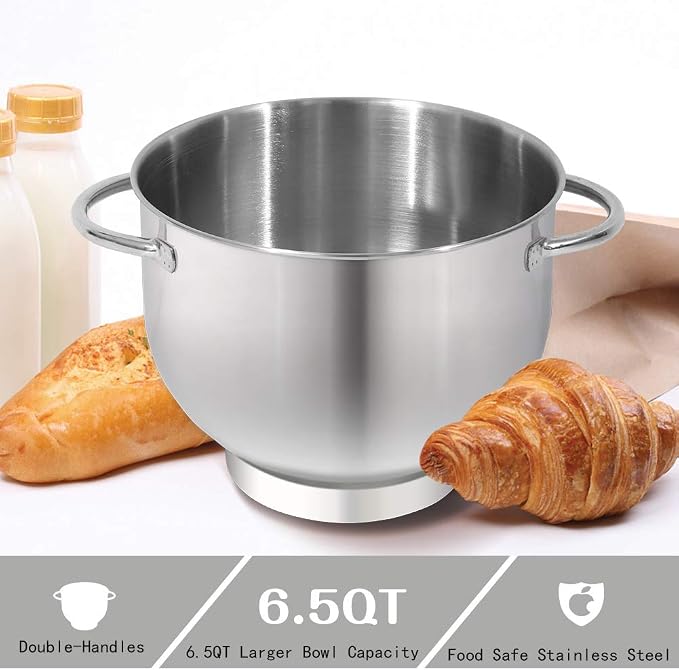 Aucma Stand Mixer,6.5-QT 660W 6-Speed Tilt-Head Food Mixer, Kitchen Electric Mixer with Dough Hook, Wire Whip & Beater (Almond Cream, 6.5QT)