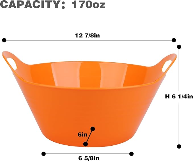 Tiawudi 6 Pack Snack Bowls (4.9L Large), Plastic Serving Bowls for Party, Large Bowls with Handles for Kitchen, Fruit, Cereal, Candy, Salad and Chip, Microwave Safe