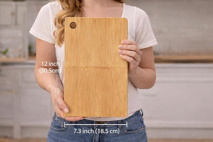 Small Bamboo Cutting Board for Garlic, Ginger, Herbs & Fruit, Solid One-Piece Bamboo Construction, Compact Mini Prep Board, Naturally Odor Resistant, 11.8 x 7.3 Inch