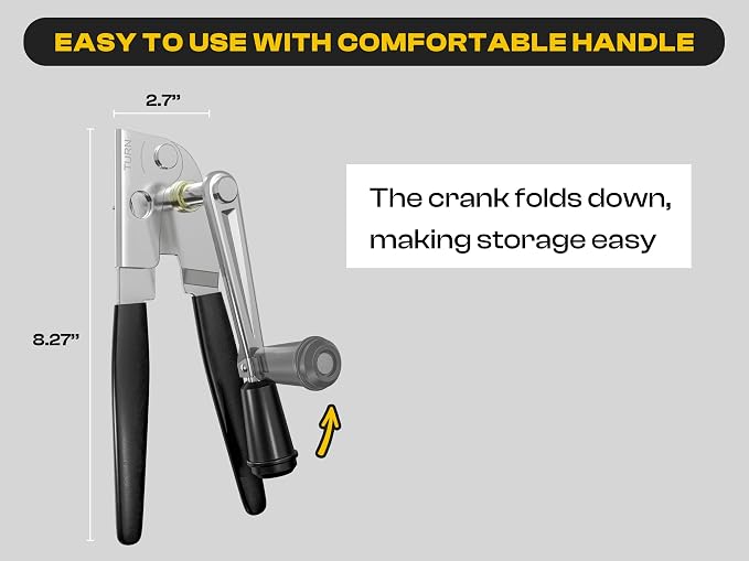 Heavy Duty Can Opener with Magnet – Commercial Can Opener Manual for Seniors & Arthritis - Hand Held, Folding Knob, Smooth Edge, Works on #10 Cans, for Restaurants