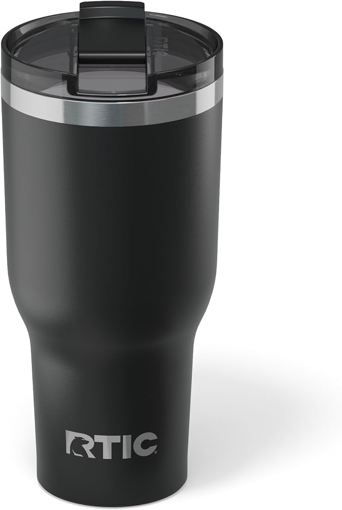 RTIC 40oz Essential Tumbler with Lid, Ceramic Lined, Black | Insulated, Stainless Steel Metal, Portable Travel Cup for Hot and Cold Drinks, Coffee, Car, Camping and Travel