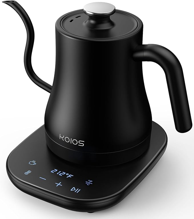 KOIOS Gooseneck Electric Kettle, ±1℉ Temp Control, Mute Mode, 4H Keep Warm | 0.8L Pour Over Kettle, 1200W Fast Heating, Stainless Steel, Coffee & Tea Brewing