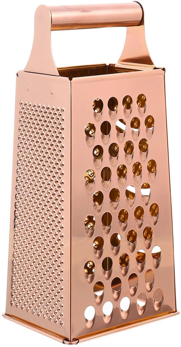 DOITOOL Professional Cheese Grater, Box Grater for Cheese Stainless Steel Vegetable Slicer 4 Sided Food Shredder Food Slicer for Vegetables, Ginger, Potatoes, Rose Golden