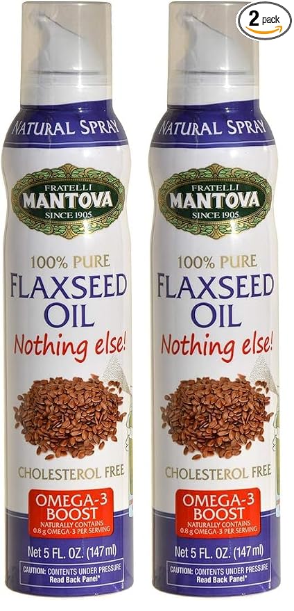 Mantova Flaxseed Oil, 100% Pure Cooking Spray with Omega-6, perfect for Keto snacks, baking, or seasoning for cooking, our oil dispenser bottle lets you spray, drip, or stream with no waste, 5 oz