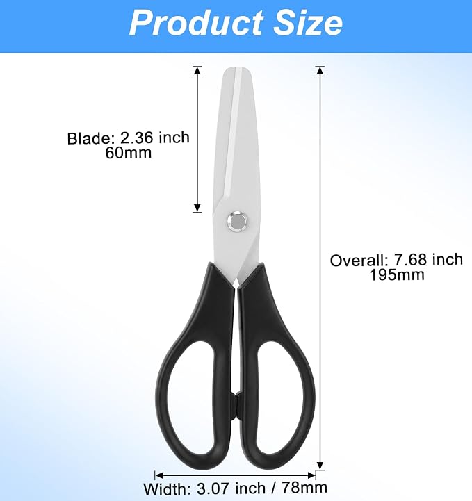 1 Pcs Ceramic Scissors, 8 Inch Ceramic Blade Kitchen Scissors All Purpose | Ceramic Scissors, 8 Inch Cooking Shears with Ceramic Blade, Metal & Ceramic Construction for Kitchen All-Purpose Use (Black)