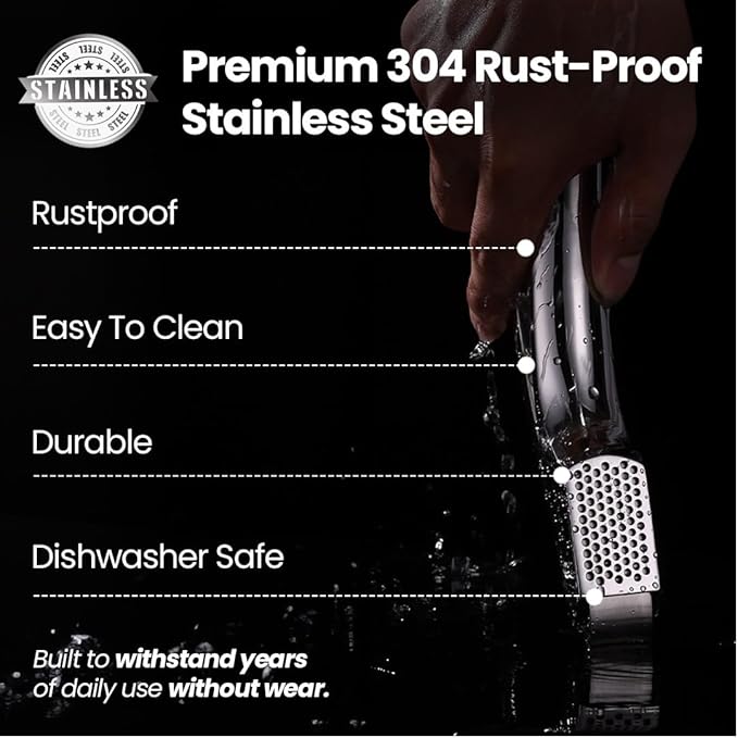 Gourmet Easy Lifetime Replacement Garlic Press, No Need to Peel, Fine Mince | Detachable Design for Easy Cleaning, Ergonomic Handle for Effortless Press, Stainless Steel Rust-Resistant, Dishwasher Safe