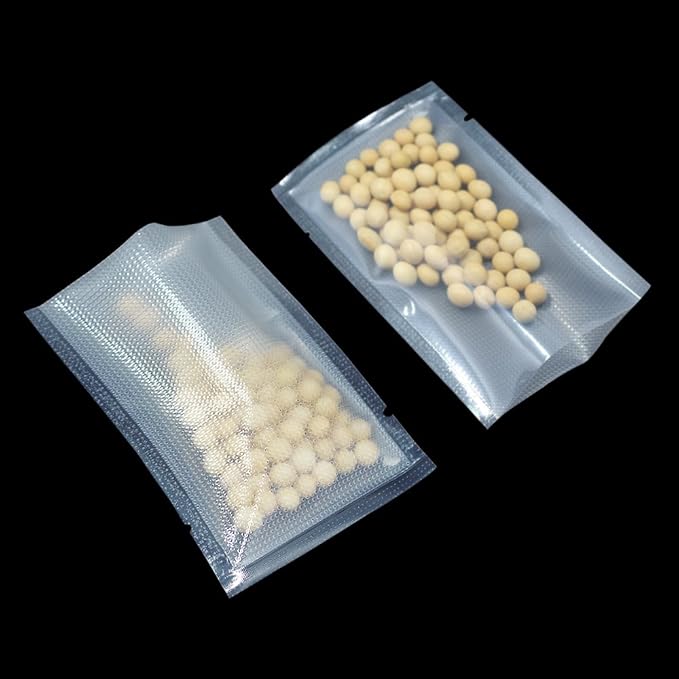 FERENLI 100 Pieces 4.7x6.7 inch (Usable Size 4.3x6.1 inch) Vacuum Sealer Bags for Food Storage Open Top Clear Plastic Flat Pouches Bulk Food Packaging Bags with Tear Notch