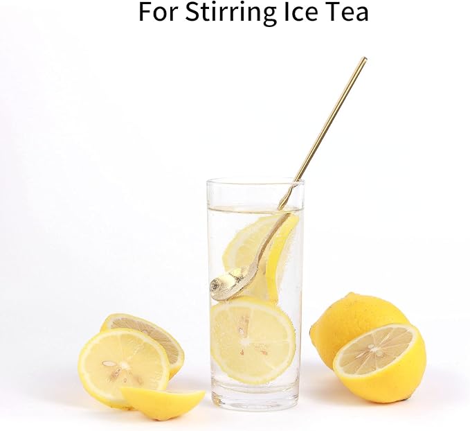 4 PCS 6.7 Inches Coffee Spoons, Stirring Spoons, Tea Spoons Long Handle, Teaspoons, Gold Spoons, Ice Tea Spoons, Long Spoons for Stirring, Espresso Spoons Stainless Steel