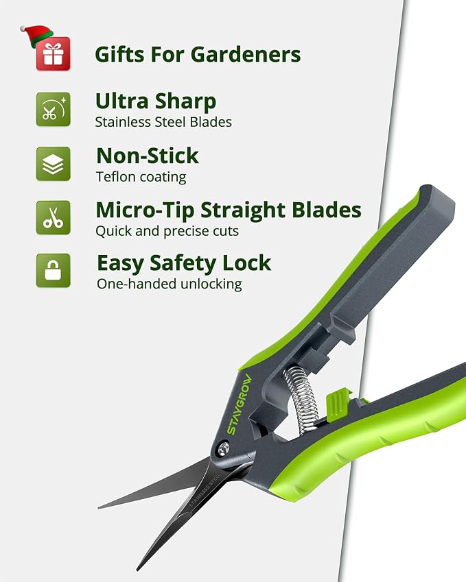 Gardening Scissors, Sharp Plant Trimming Scissors 2 Pack | Stainless Steel Pruning Shears for Precise Cuts,Bonsai Clippers,8.5" Bypass Garden Shears & 6.5" Straight Trimming Scissors